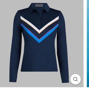 G/FORE WOMENS TECH JERSEY CHEVRON LONG SLEEVE POLO - TWILIGHT